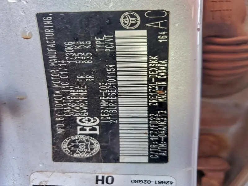 2014 TOYOTA COROLLA L  