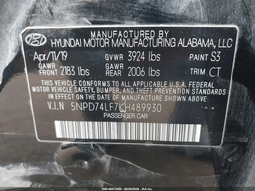 2019 HYUNDAI ELANTRA SE
