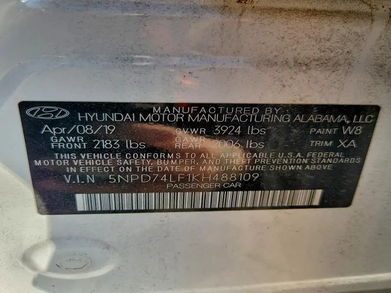 2019 HYUNDAI ELANTRA SE  