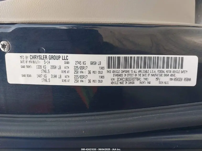 2014 CHRYSLER TOWN & COUNTRY TOURING