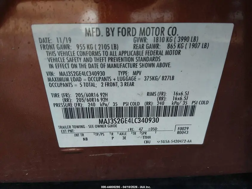 2020 FORD ECOSPORT SE