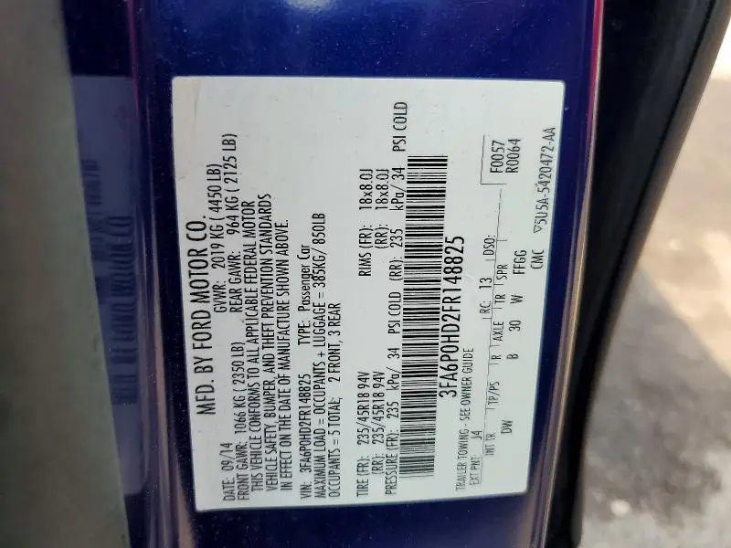 2015 FORD FUSION SE  