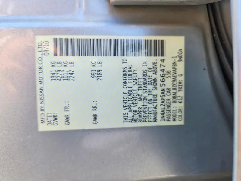 2010 NISSAN ALTIMA 2.5  