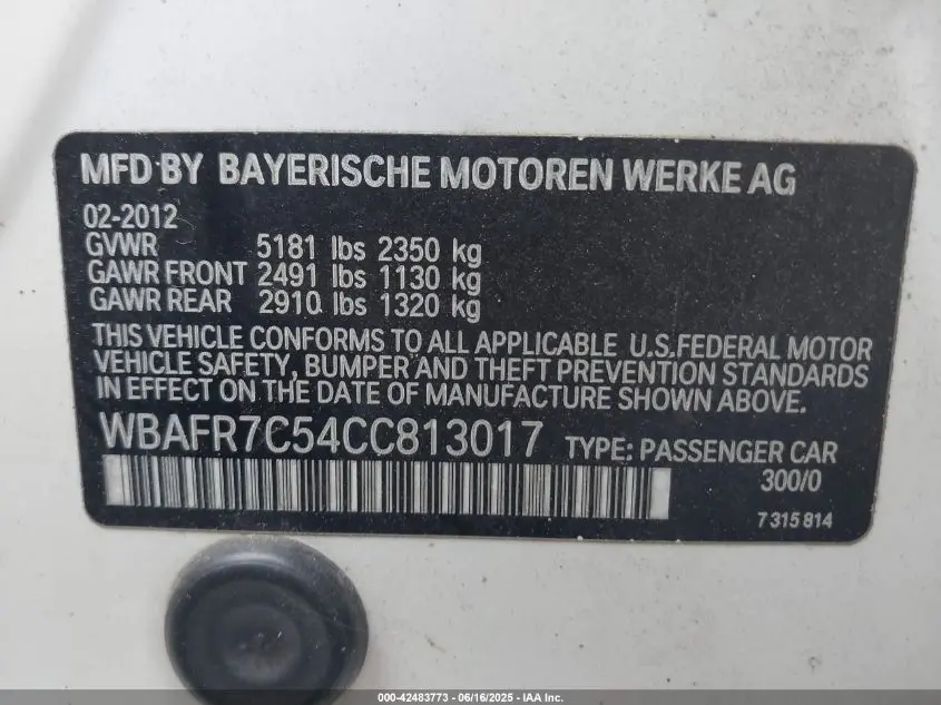 2012 BMW 535I  