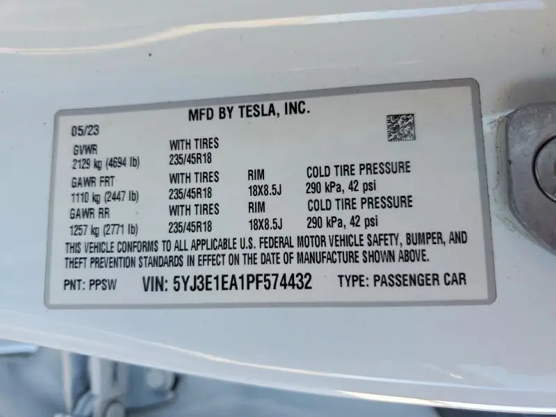 2023 TESLA MODEL 3   