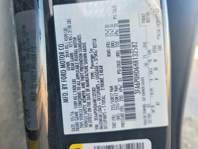 2017 FORD FUSION SE  