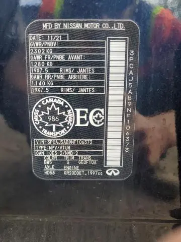 2022 INFINITI QX50 PURE  