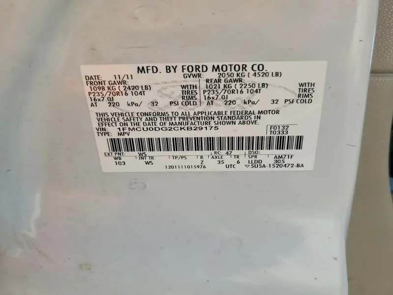 2012 FORD ESCAPE XLT  