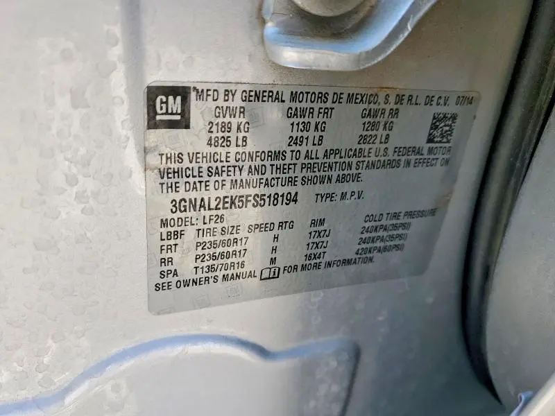 2015 CHEVROLET CAPTIVA LS  