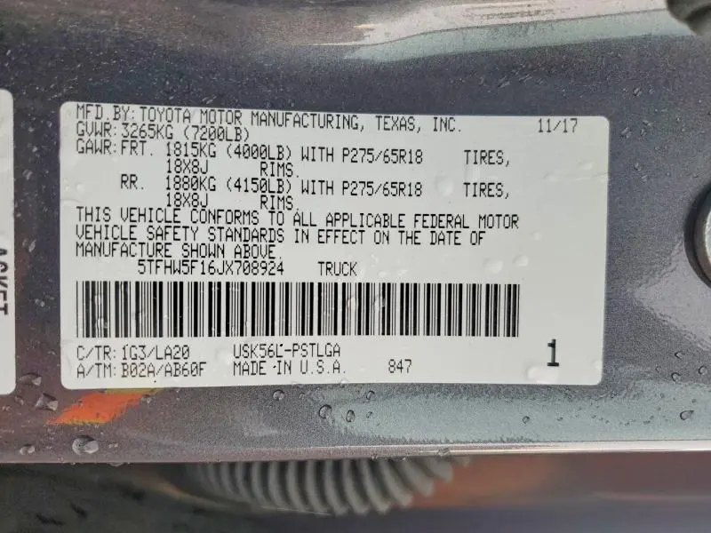 2018 TOYOTA TUNDRA CREWMAX LIMITED  