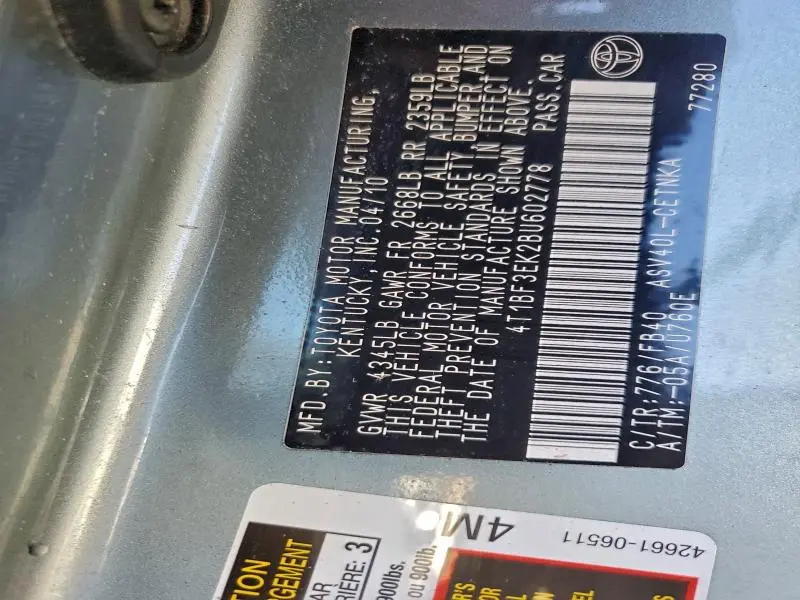 2011 TOYOTA CAMRY BASE  