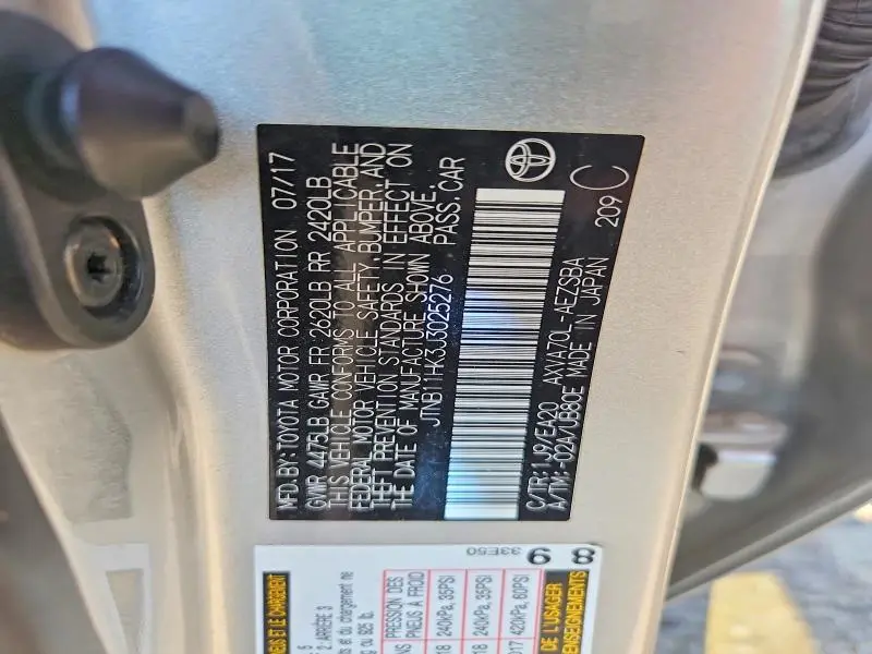 2018 TOYOTA CAMRY SE  