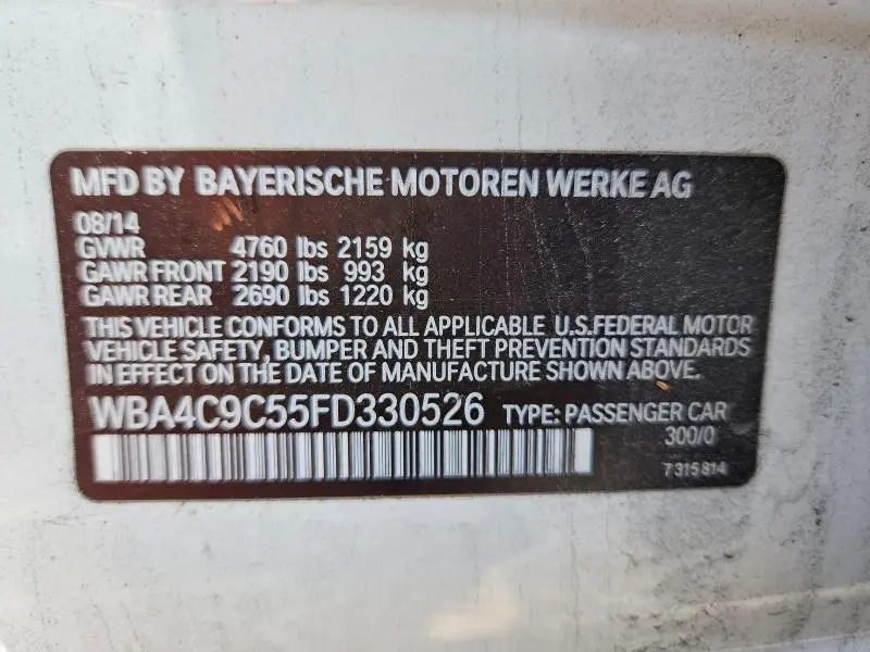 2015 BMW 428 XI GRAN COUPE SULEV  