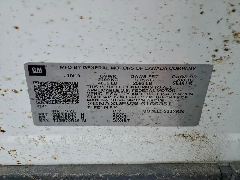 2020 CHEVROLET EQUINOX LT  