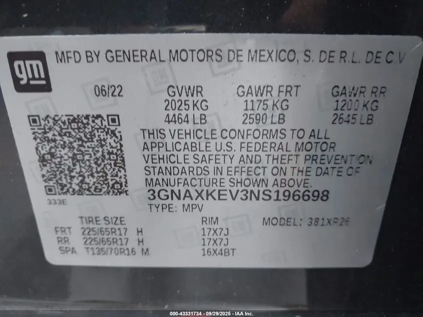 2022 CHEVROLET EQUINOX FWD LT