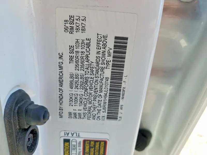 2018 HONDA CR-V TOURING  