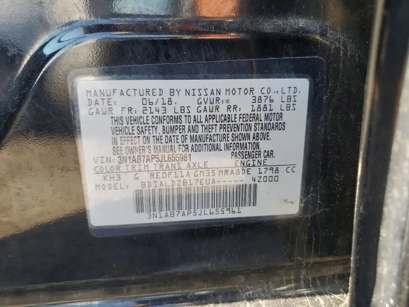 2018 NISSAN SENTRA SV  