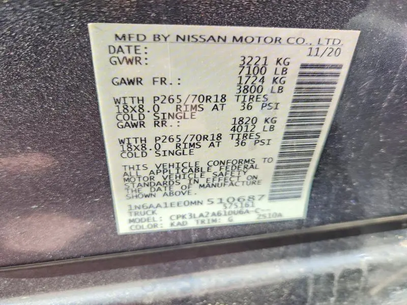 2021 NISSAN TITAN S  
