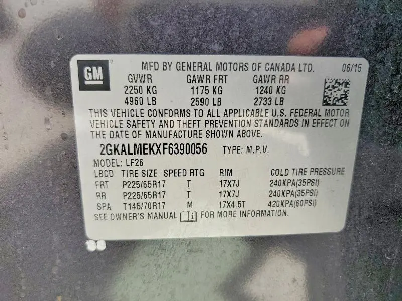 2015 GMC TERRAIN SLE  