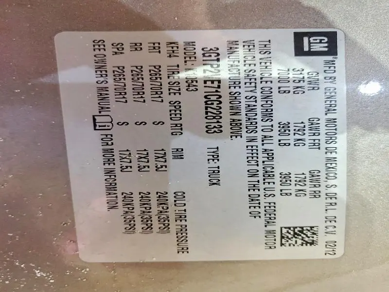 2012 GMC SIERRA K1500 SLE  