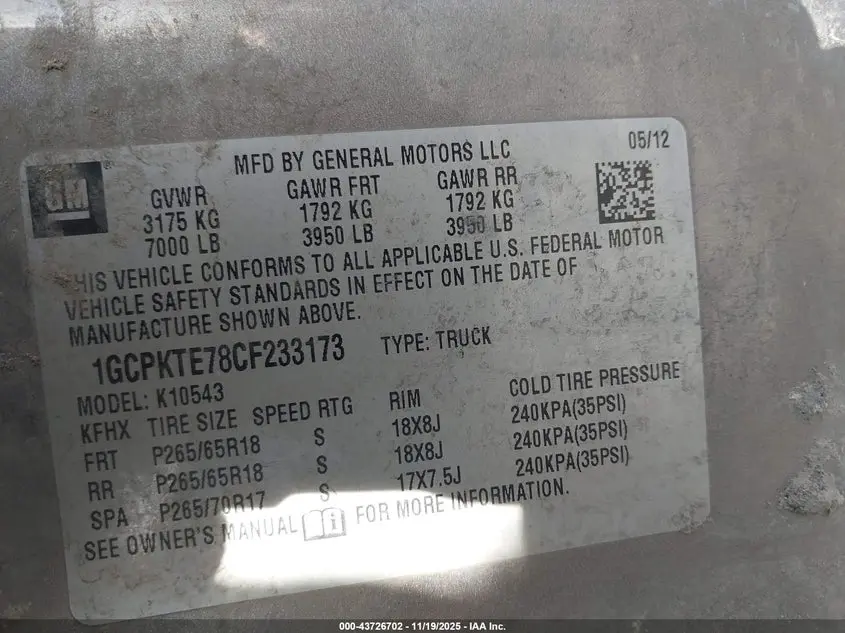 2012 CHEVROLET SILVERADO 1500 LTZ