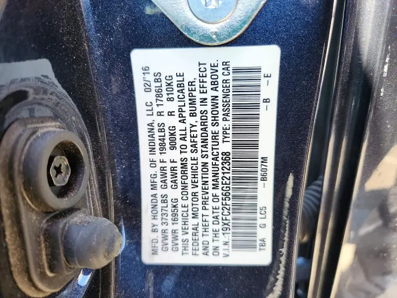 2016 HONDA CIVIC LX  