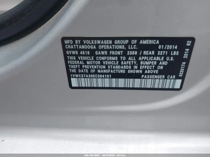 2014 VOLKSWAGEN PASSAT 1.8T SEL PREMIUM