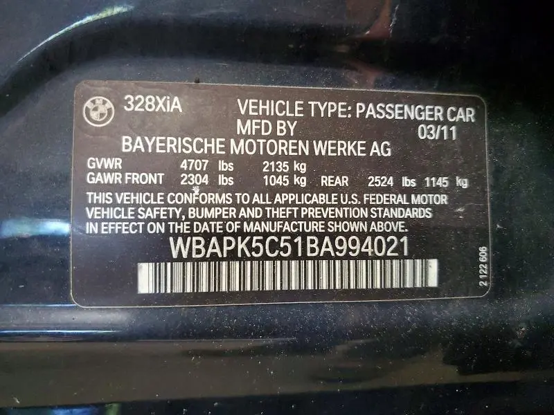 2011 BMW 328 XI SULEV  