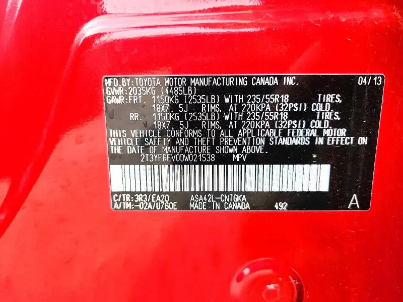 2013 TOYOTA RAV4 LIMITED  