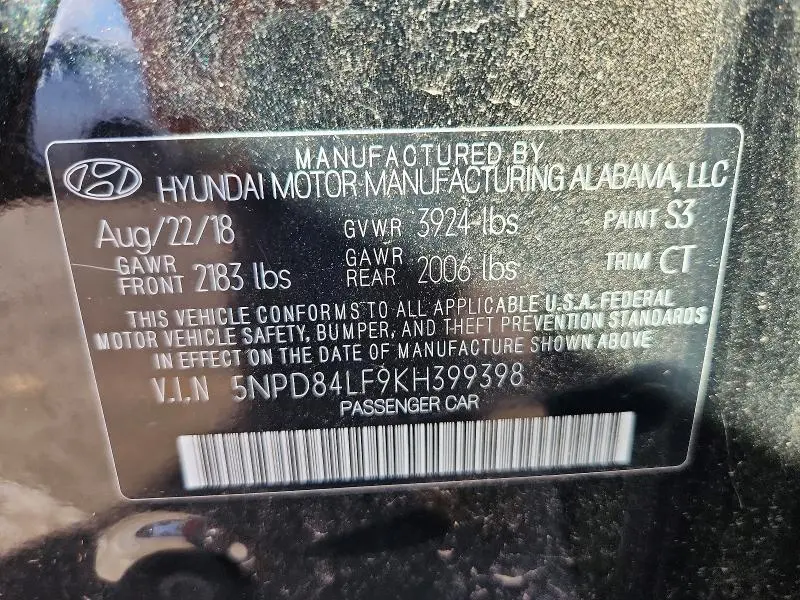 2019 HYUNDAI ELANTRA SEL  