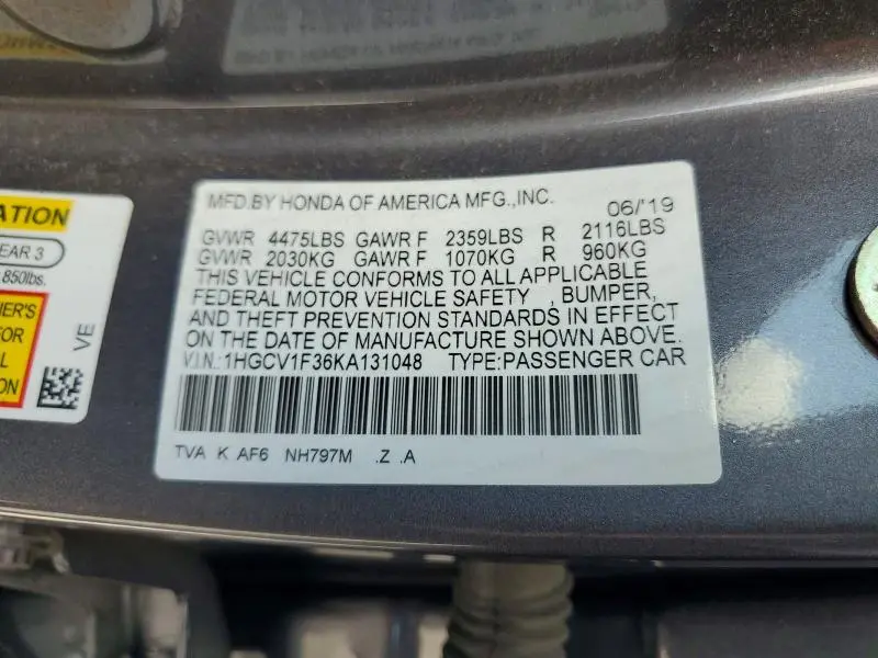 2019 HONDA ACCORD SPORT  
