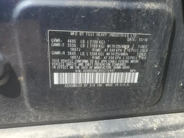 2017 SUBARU OUTBACK 2.5I LIMITED  