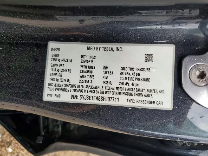 2025 TESLA MODEL 3   