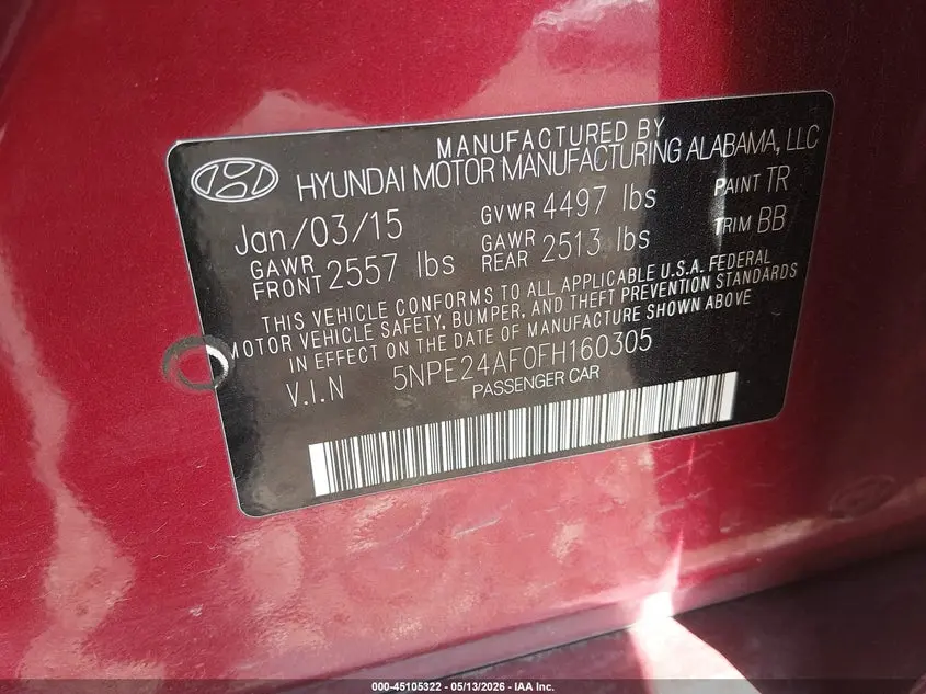2015 HYUNDAI SONATA SE