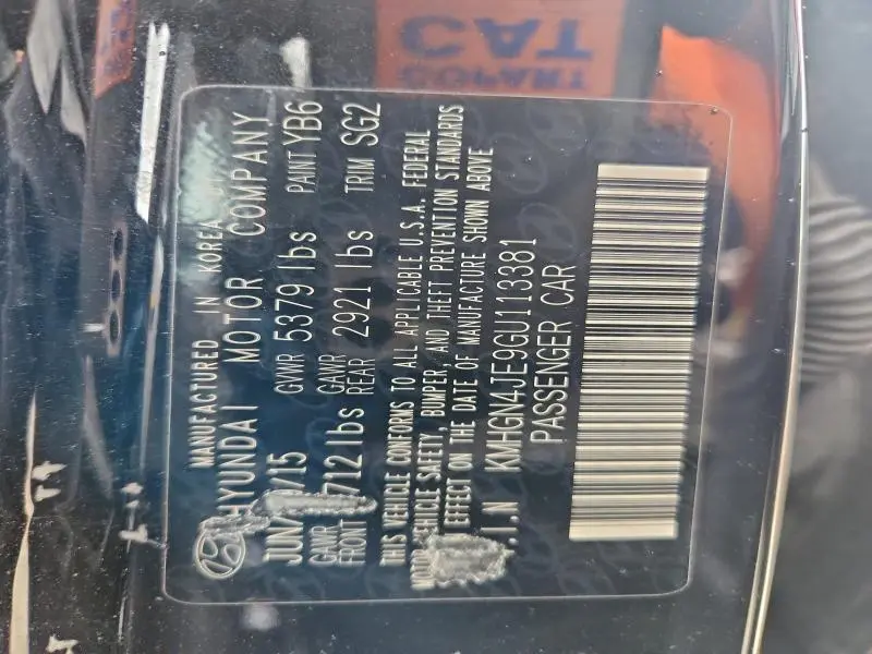 2016 HYUNDAI GENESIS 3.8L  