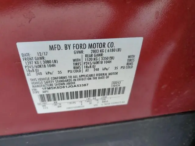 2018 FORD EXPLORER XLT  