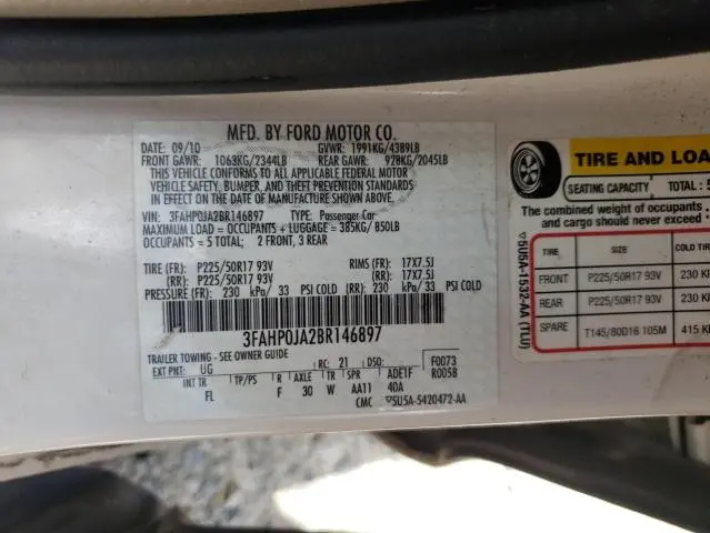 2011 FORD FUSION SEL  