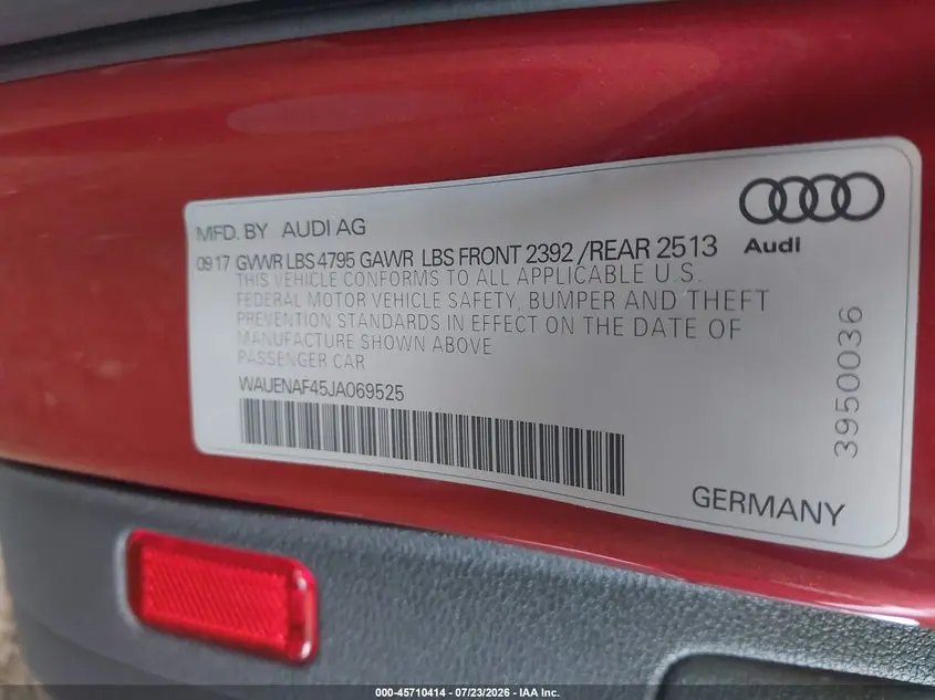 2018 AUDI A4 2.0T PREMIUM/2.0T TECH PREMIUM