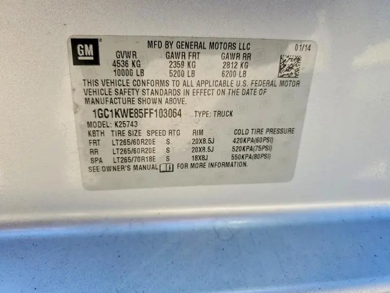 2015 CHEVROLET SILVERADO K2500 HEAVY DUTY LTZ  