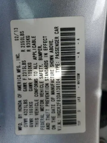 2013 HONDA ACCORD EXL  