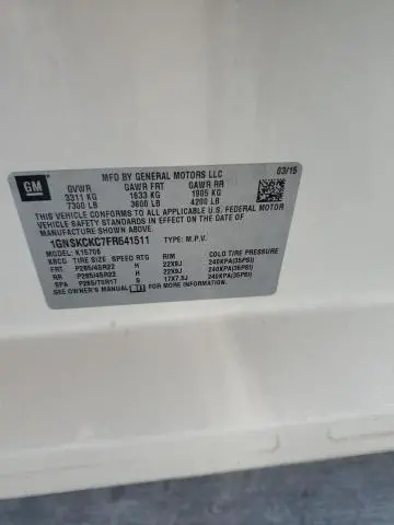 2015 CHEVROLET TAHOE K1500 LTZ  