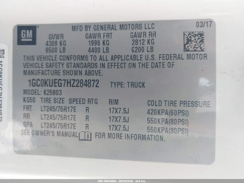 2017 CHEVROLET SILVERADO 2500HD WORK TRUCK