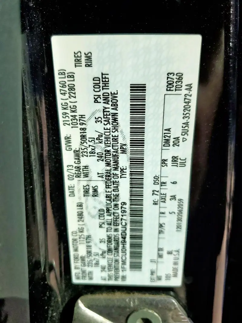 2013 FORD ESCAPE SEL  