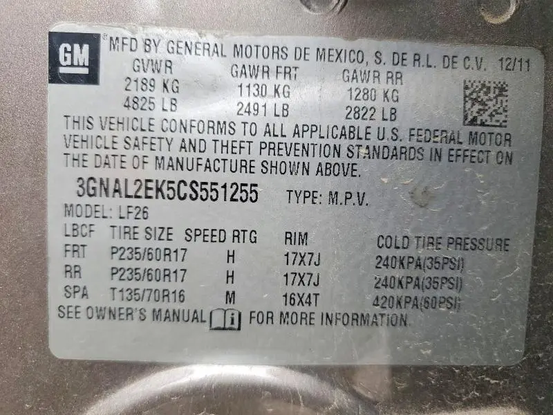 2012 CHEVROLET CAPTIVA   