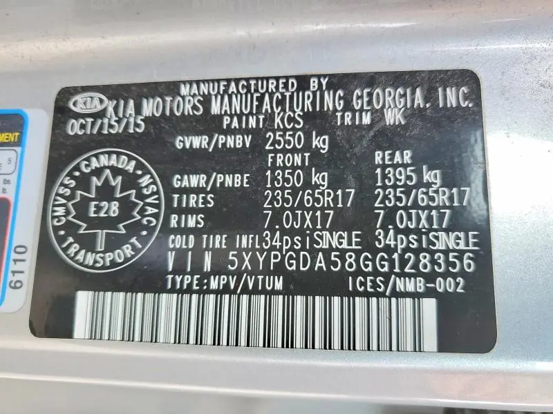 2016 KIA SORENTO LX V6  