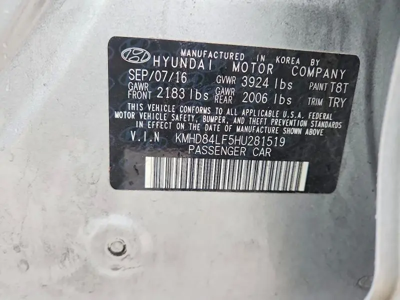 2017 HYUNDAI ELANTRA LIMITED  