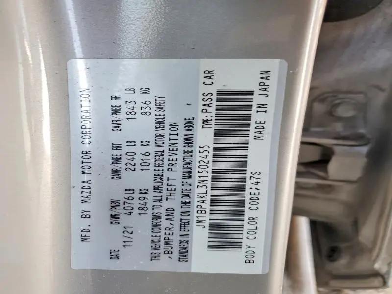 2022 MAZDA 3 SELECT  