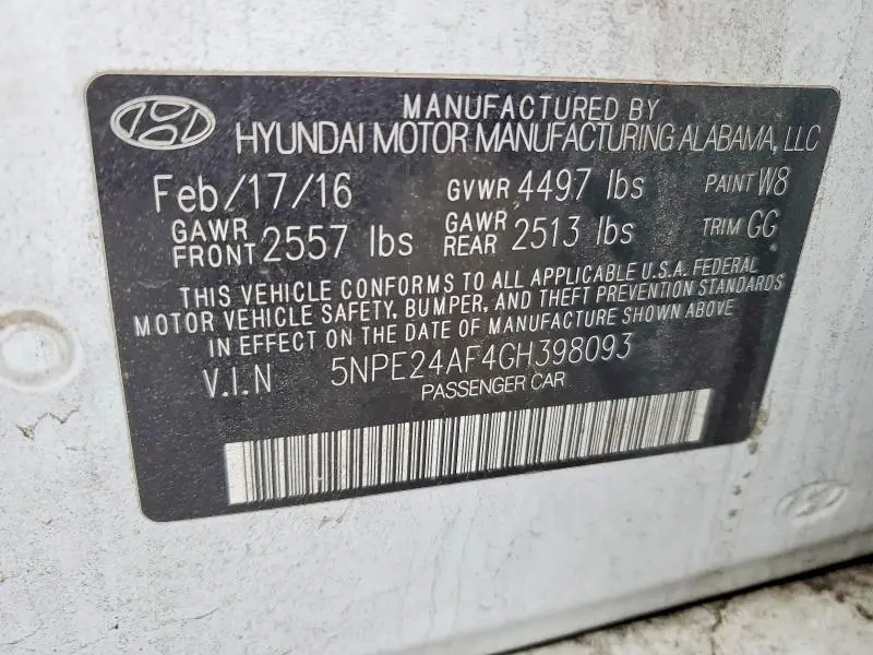 2016 HYUNDAI SONATA SE  