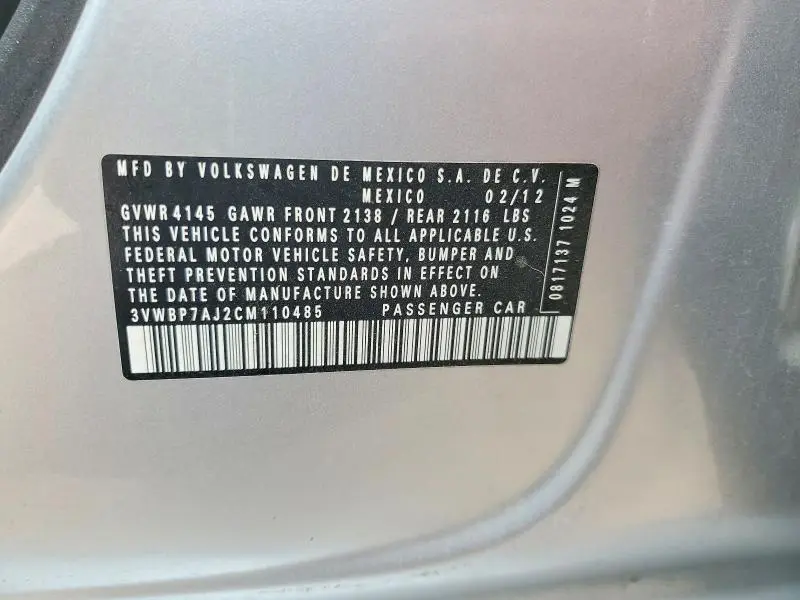 2012 VOLKSWAGEN JETTA SE  