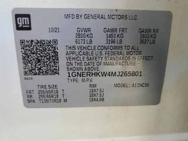 2021 CHEVROLET TRAVERSE LT  